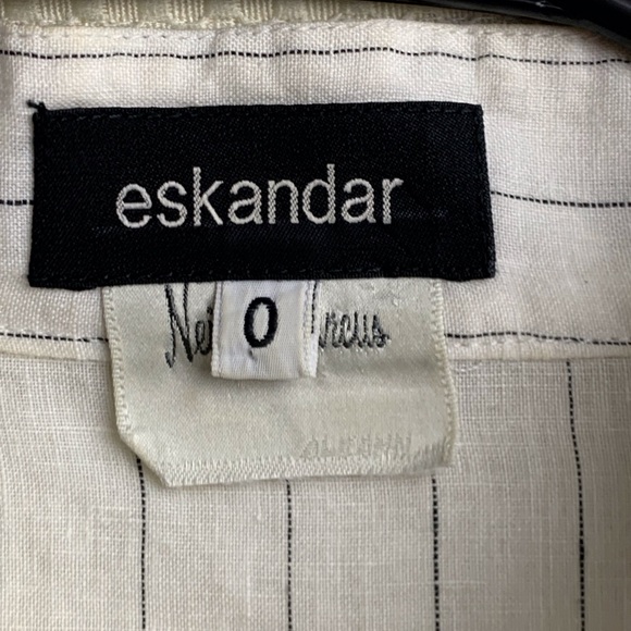 Eskandar Top Women Shirt Size 0 White Pinstripe Linen Tunic Button Up Vintage - Picture 8 of 11